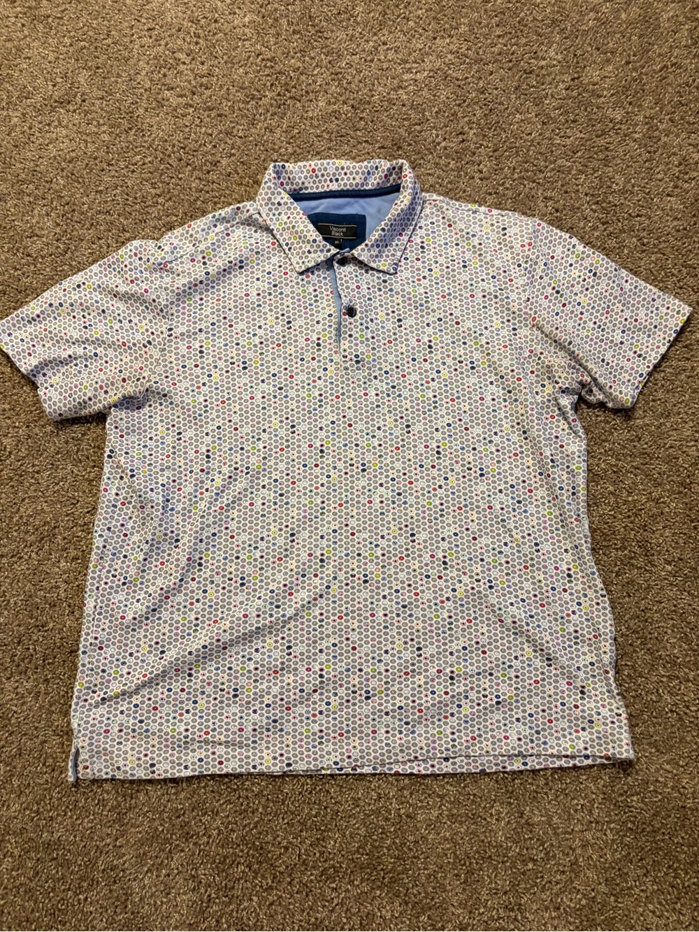Visconti Black Men's Polo Geometric Floral Design Size XL